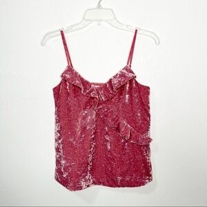 NEW J.CREW Velvet Ruffle Pink Cami Tank Top Size XXS Barbie core